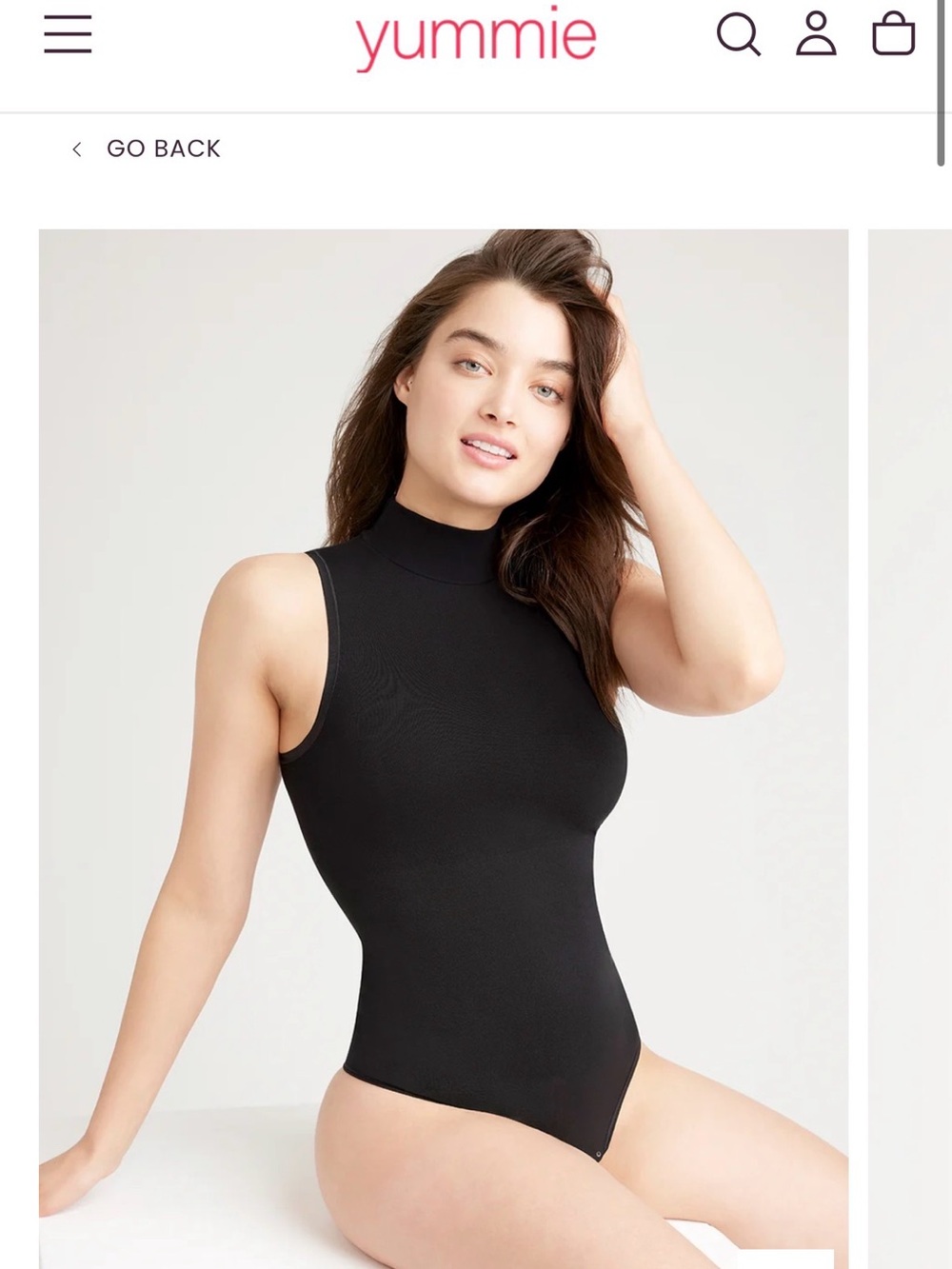 NWT Yummie Sleeveless Mock Neck Bodysuit - Black, size M/L